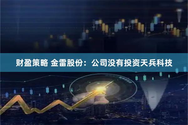 财盈策略 金雷股份：公司没有投资天兵科技